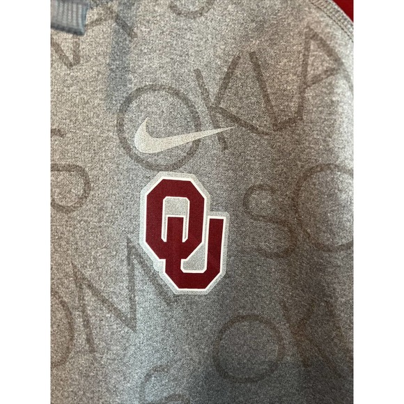 NIKE DRIFIT PULLOVER HOODIE SWEATSHIRT CHARCOAL GRAY & RED XXL OKLAHOMA SOONERS - Picture 2 of 5